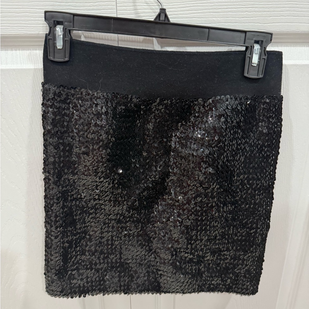 Lily White Black Sequin Mini Skirt